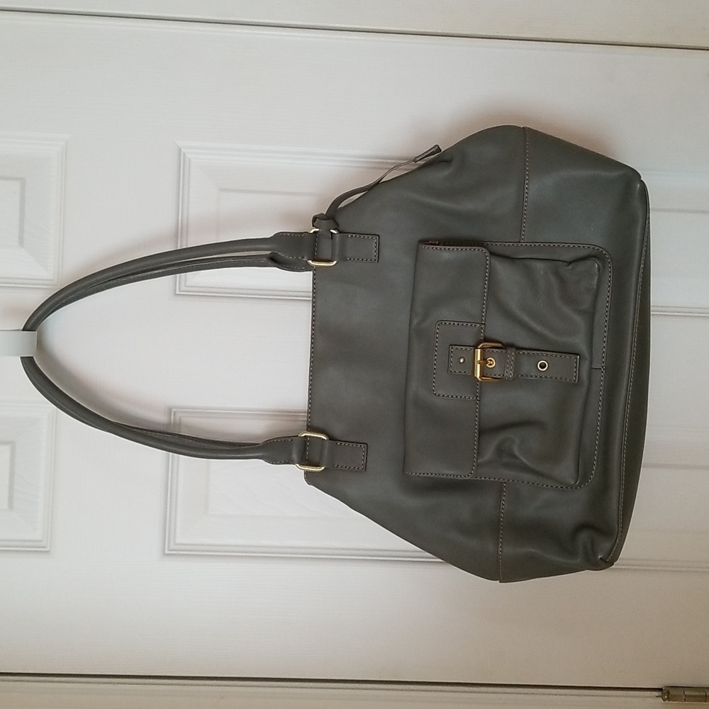 Maxx New York Double Handle Leather Shopper with Buckle Detail